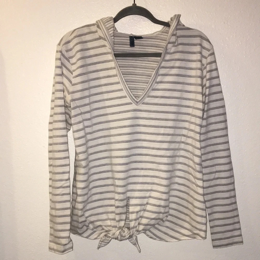 Left of Center Anthro Grey Striped Lakeside Hoodie